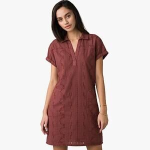 Prana Ladyland  Short Sleeve Dress Vino Small New